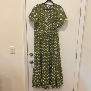 Anthropologie Green Maxi Sundress with Flutter Sleeves